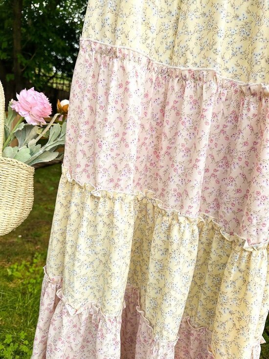 Multicolor Boho Women's Color Block Random Printing Skirt - Picture 3 of 6